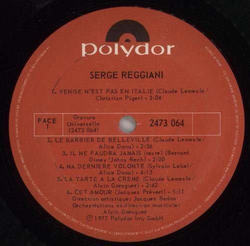 Serge Reggiani Serge Reggiani vinyl LP album (LP record) Canadian XF6LPSE889182