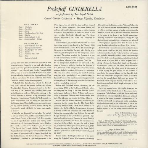 Sergei Prokofiev Cinderella - 180gm vinyl LP album (LP record) US PJ3LPCI881176