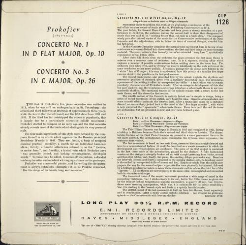 Sergei Prokofiev Prokofiev: Piano Concertos No. 1 In D Flat Major, Op. 10, No. 3 In C Minor, Op. 26 vinyl LP album (LP record) UK PJ3LPPR861804