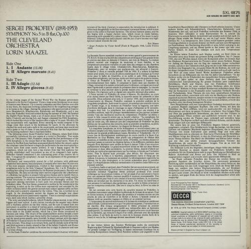 Sergei Prokofiev Symphony No. 5 vinyl LP album (LP record) UK PJ3LPSY751600