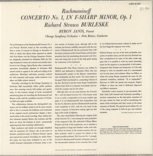 Sergei Rachmaninov Burleske / Concerto No.1 - 200gm vinyl LP album (LP record) US RL7LPBU874560