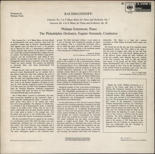 Sergei Rachmaninov Rachmaninov: Piano Concerto No 1 In F Sharp Minor / Piano Concerto No 4 In G Minor vinyl LP album (LP record) UK RL7LPRA859959