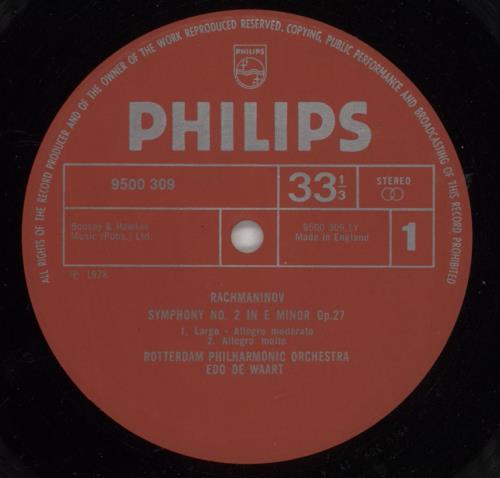 Sergei Rachmaninov Symphony No. 2 in E minor vinyl LP album (LP record) Dutch RL7LPSY873629