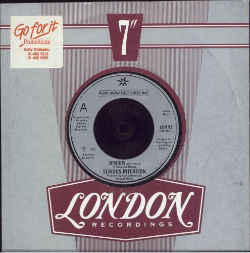 Serious Intention Serious 7" vinyl single (7 inch record / 45) UK NI707SE677704