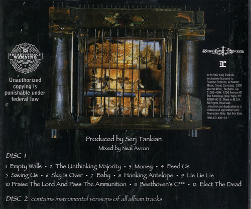 Serj Tankian Elect The Dead 2 CD album set (Double CD) US SRJ2CEL422091