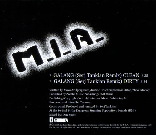 Serj Tankian Galang CD single (CD5 / 5") US SRJC5GA527255