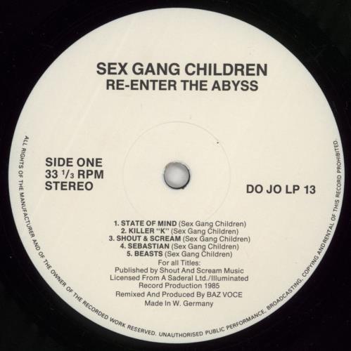 Sex Gang Children Re-Enter The Abyss (The 1985 Remixes) vinyl LP album (LP record) UK SGCLPRE864186