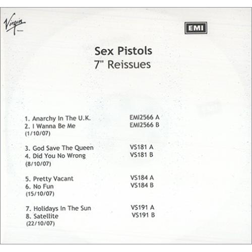 Sex Pistols 7" Reissues CD-R acetate UK SEXCRRE422134