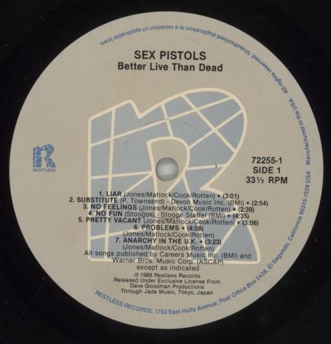 Sex Pistols Better Live Than Dead vinyl LP album (LP record) US SEXLPBE859855