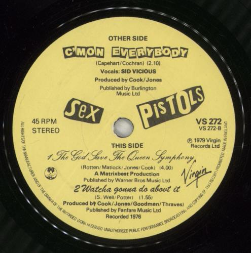 Sex Pistols C'Mon Everybody 7" vinyl single (7 inch record / 45) UK SEX07CM49875
