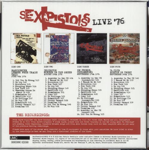 Sex Pistols Live '76 CD Album Box Set UK SEXDXLI811022