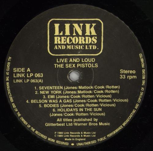 Sex Pistols Live And Loud!! vinyl LP album (LP record) UK SEXLPLI867403