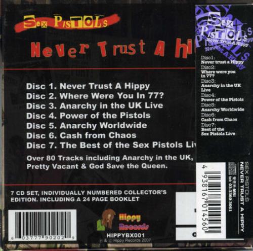 Sex Pistols Never Trust A Hippy 7-CD album set Japanese SEX7CNE410002