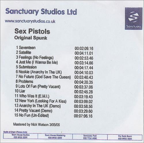Sex Pistols Original Spunk CD-R acetate UK SEXCROR368710