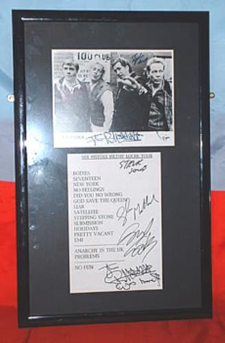 Sex Pistols Signed Photograph & Set List memorabilia UK SEXMMSI290701
