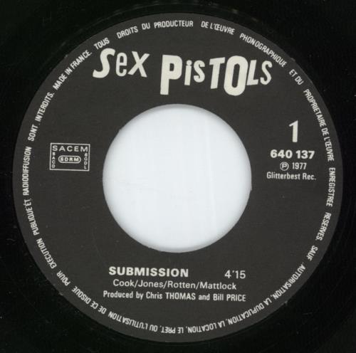Sex Pistols Submission - EC 7" vinyl single (7 inch record / 45) French SEX07SU116608