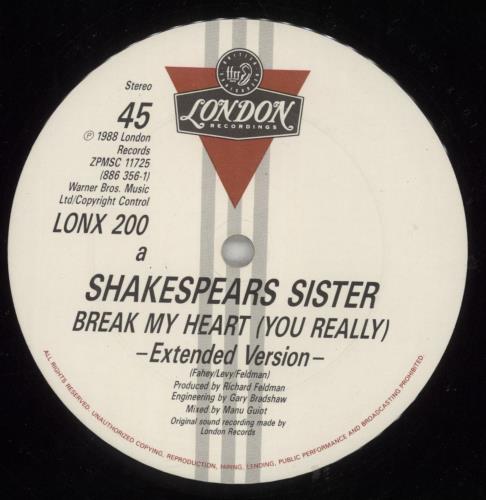 Shakespear's Sister Break My Heart 12" vinyl single (12 inch record / Maxi-single) UK SIS12BR58081