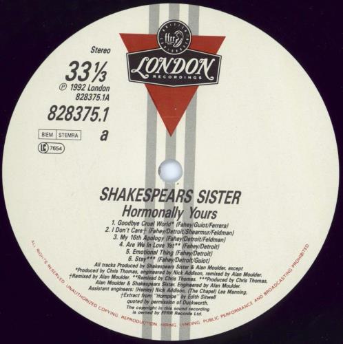 Shakespear's Sister Hormonally Yours vinyl LP album (LP record) UK SISLPHO552019