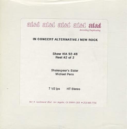 Shakespear's Sister In Concert Reel to Reel US SISRRIN320459