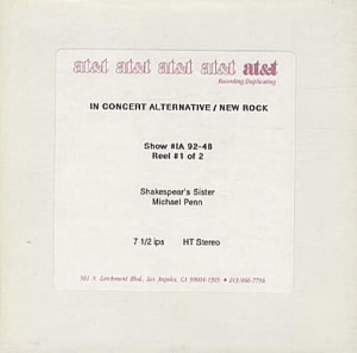 Shakespear's Sister In Concert Reel to Reel US SISRRIN320459