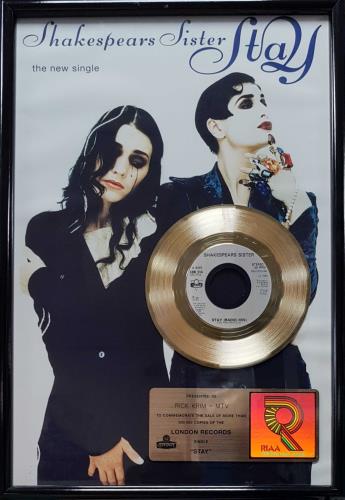Shakespear's Sister Stay - Gold Single Award award disc US SISAWST537205
