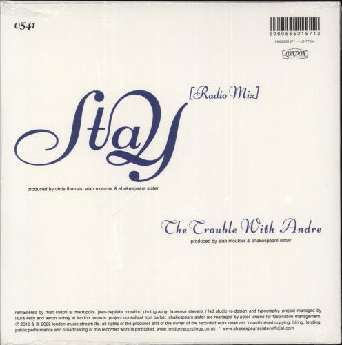 Shakespear's Sister Stay - Sealed - Signed Lyric Sheet 7" vinyl single (7 inch record / 45) UK SIS07ST874060