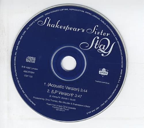 Shakespear's Sister Stay CD single (CD5 / 5") US SISC5ST18360