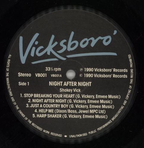 Shakey Vick Night After Night vinyl LP album (LP record) UK UKCLPNI685479