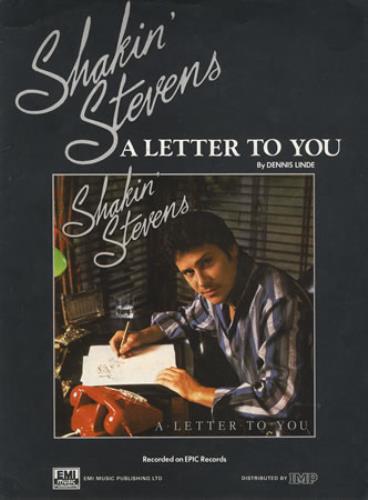 Shakin' Stevens A Letter To You sheet music UK STVSMAL254674
