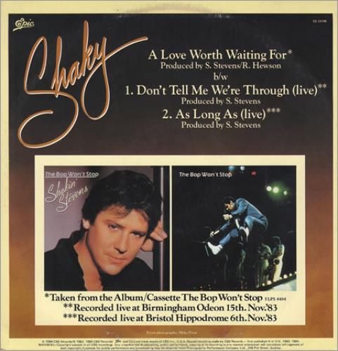 Shakin' Stevens A Love Worth Waiting For 12" vinyl single (12 inch record / Maxi-single) Australian STV12AL260140