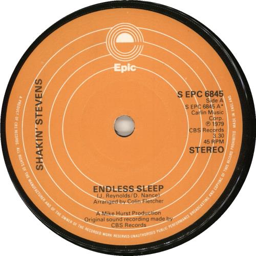 Shakin' Stevens Endless Sleep 7" vinyl single (7 inch record / 45) UK STV07EN17173