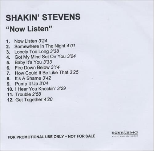 Shakin' Stevens Now Listen CD-R acetate UK STVCRNO405418
