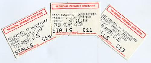 Shakin' Stevens Set Of 1986 Concert Tickets concert ticket UK STVTISE260310