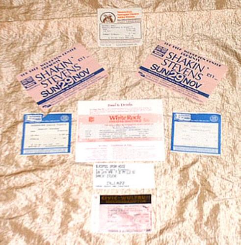 Shakin' Stevens Set Of Various Concert Tickets concert ticket UK STVTISE260301