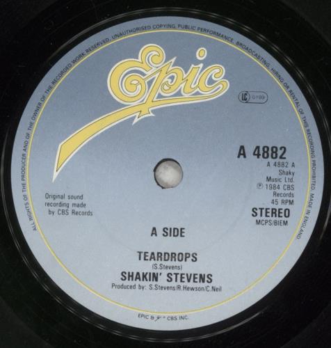 Shakin' Stevens Teardrops - Solid 7" vinyl single (7 inch record / 45) UK STV07TE664723