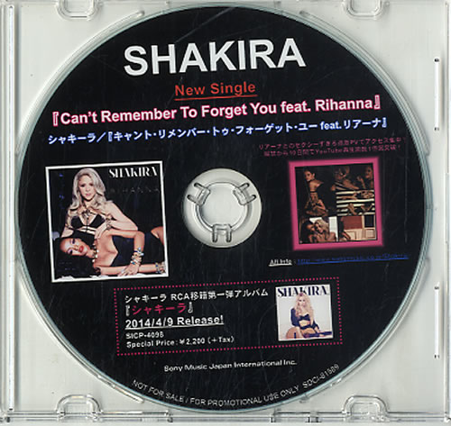 Shakira Can't Remember To Forget You CD-R acetate Japanese IKACRCA608309