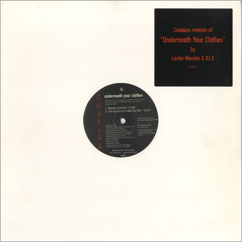 Shakira Underneath Your Clothes 12" vinyl single (12 inch record / Maxi-single) US IKA12UN225112