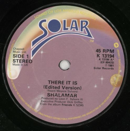 Shalamar There It Is 7" vinyl single (7 inch record / 45) UK SHL07TH550598