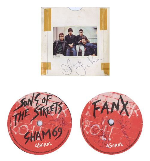 Sham 69 Song Of The Streets  - Autographed 7" vinyl single (7 inch record / 45) UK S6907SO592312