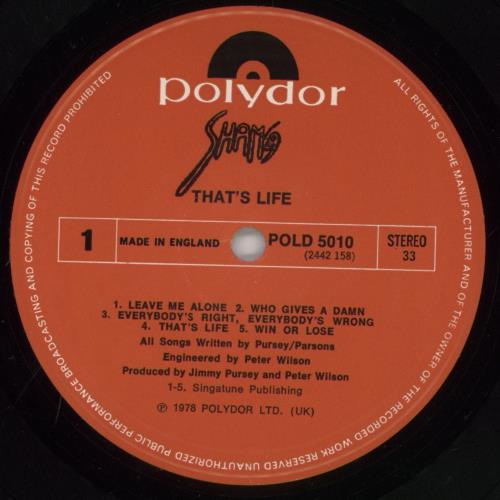 Sham 69 That's Life + Poster - Hypesticker - VG vinyl LP album (LP record) UK S69LPTH863258