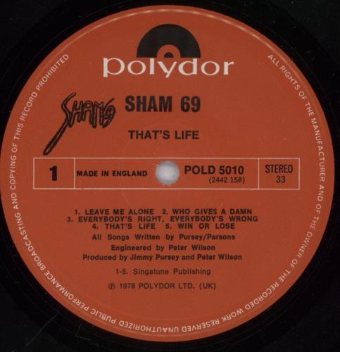 Sham 69 That's Life - Stickered Sleeve vinyl LP album (LP record) UK S69LPTH708490