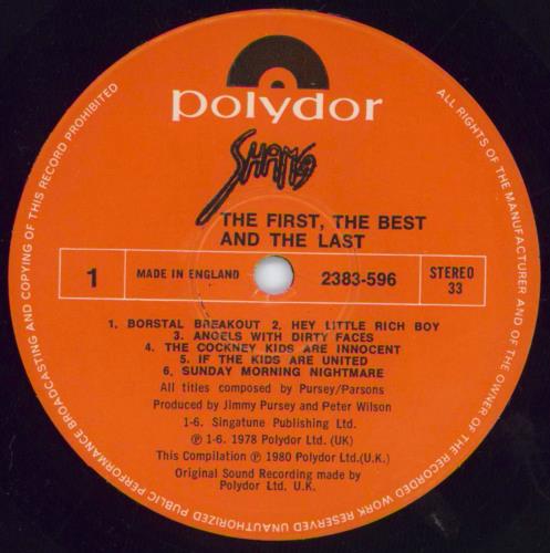 Sham 69 The First The Best And The Last vinyl LP album (LP record) UK S69LPTH816607