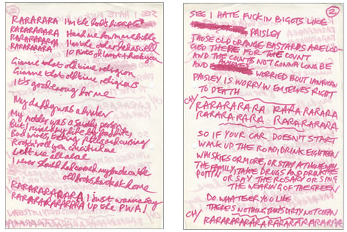 Shane MacGowan Old Time Religion Lyrics memorabilia UK SMGMMOL366401