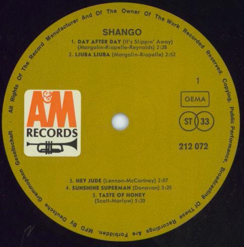 Shango Shango vinyl LP album (LP record) German S2OLPSH802734