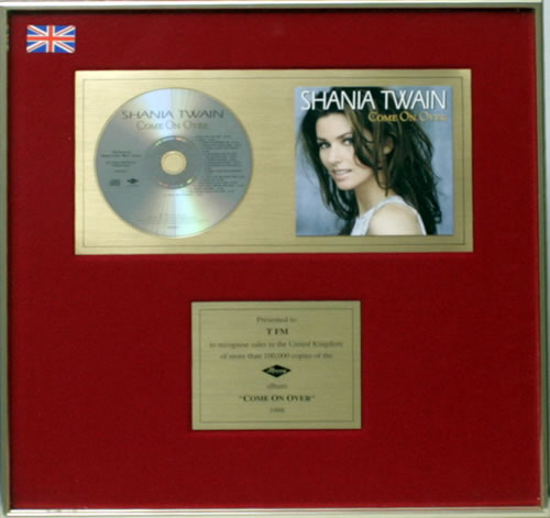 Shania Twain Come On Over in-house award disc UK SIAAICO159655