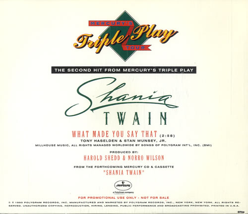 Shania Twain What Made You Say That CD single (CD5 / 5") US SIAC5WH550922