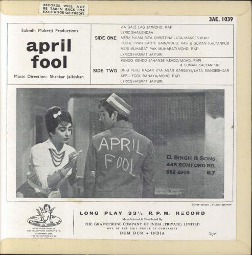 Shankar-Jaikishan April Fool 10" vinyl single (10 inch record) Indian 4IJ10AP831467