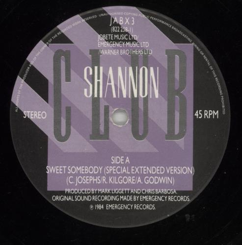 Shannon (80s) Sweet Somebody 12" vinyl single (12 inch record / Maxi-single) UK SNN12SW92742