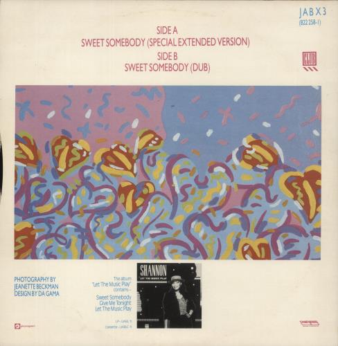 Shannon (80s) Sweet Somebody 12" vinyl single (12 inch record / Maxi-single) UK SNN12SW92742