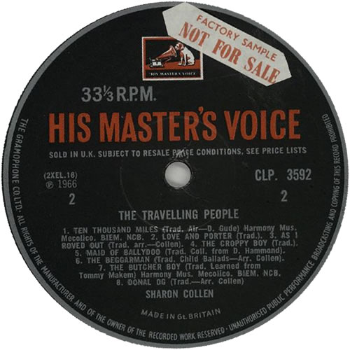 Sharon Collen The Travelling People & Other Irish Folk Ballads - Factory Sample vinyl LP album (LP record) UK XIALPTH637098